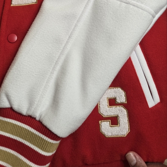49ers Red and White Varsity Jacket - Picture 6 of 7